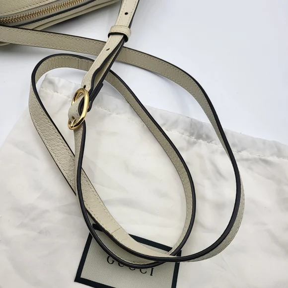 GUCCI Textured Dollar Calfskin Web Mini Ophidia Shoulder Bag Mystic White. Auth. - Picture 16 of 16